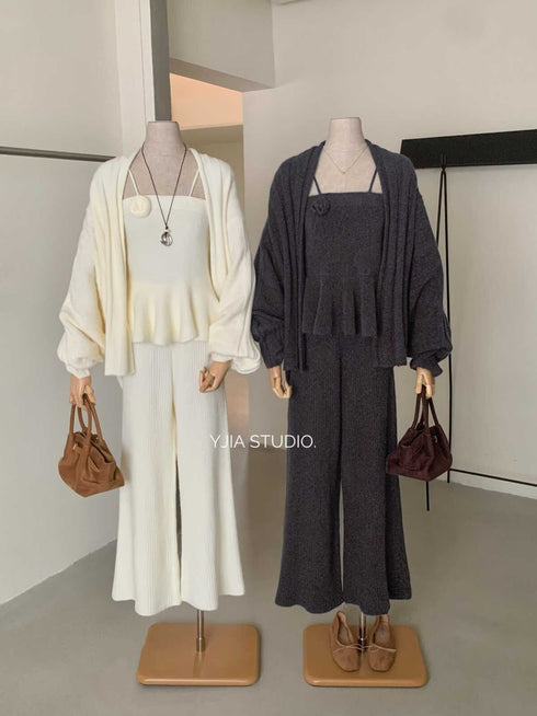 Winter Warm Woollen Knitted Three Piece Co-Ord Sets